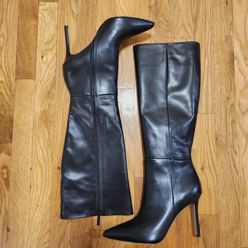 $695 NWOB Veronica Beard Lisa Tall Black High-Heel Leather Boots US 10M